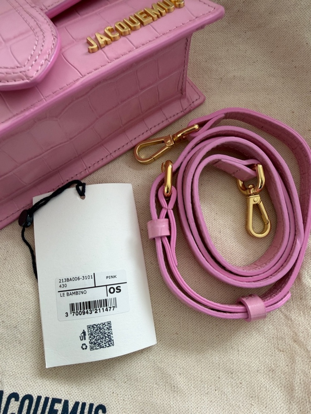 Jacquemus Le Bambino Pink Croc with Gold Hardware - Picture 2 of 4
